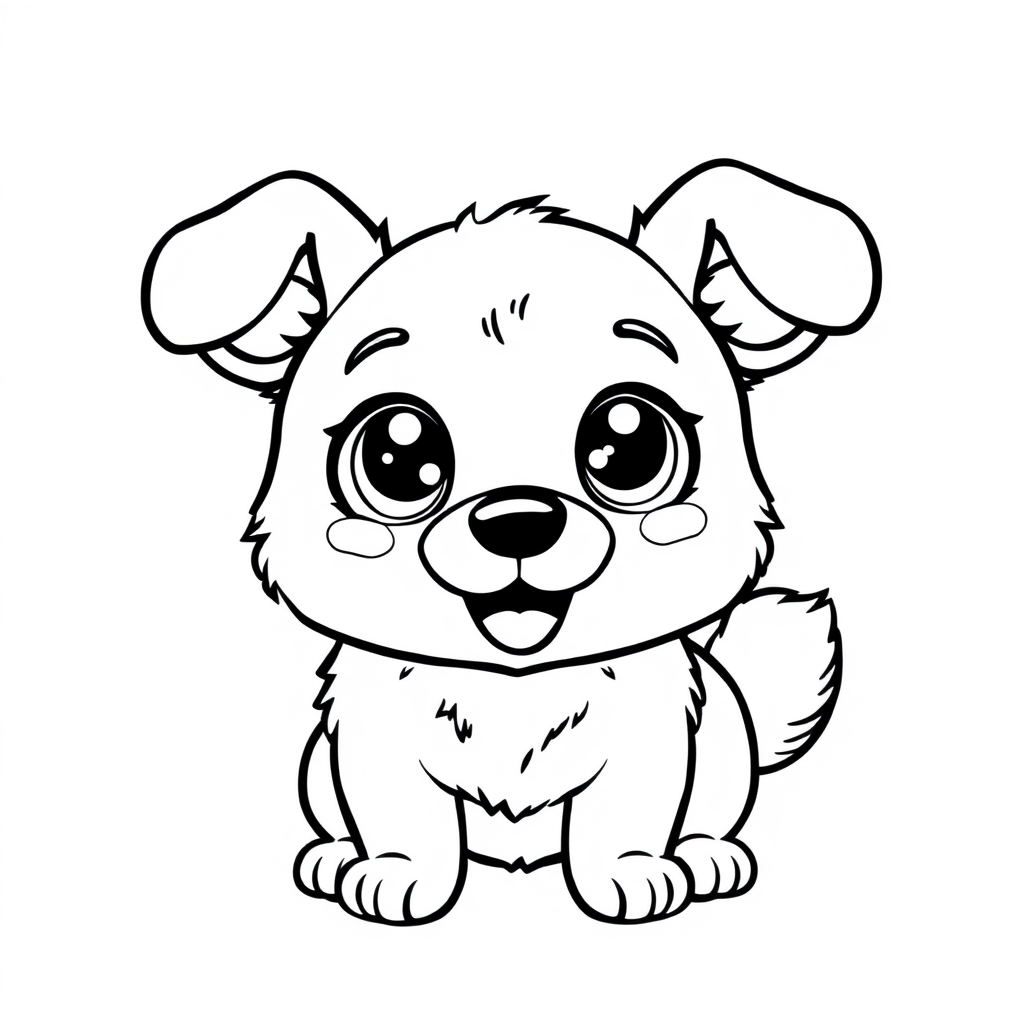Coloriage Petit chiot au regard tendre - Chien mignon à imprimer