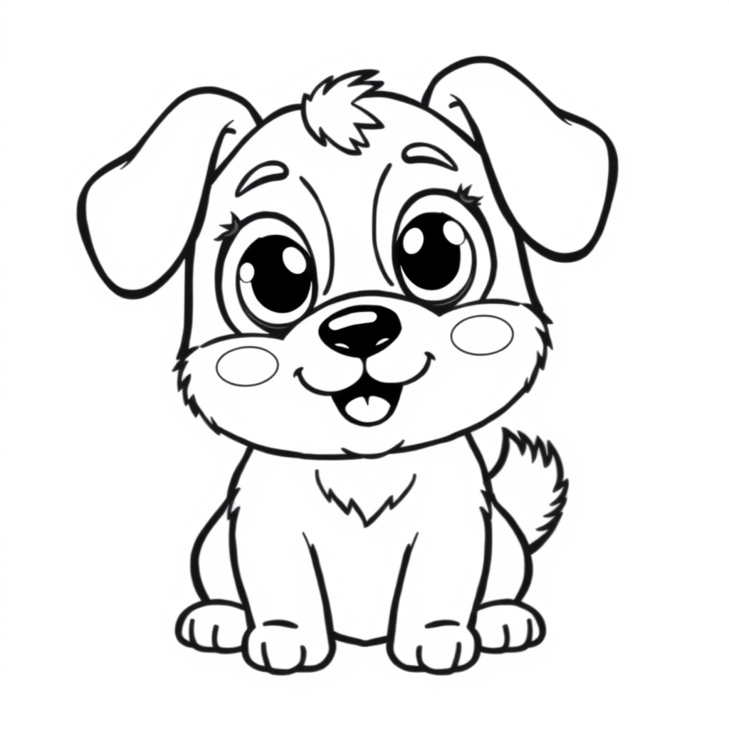 Coloriage Chiot espiègle aux grandes oreilles - Chien mignon à imprimer