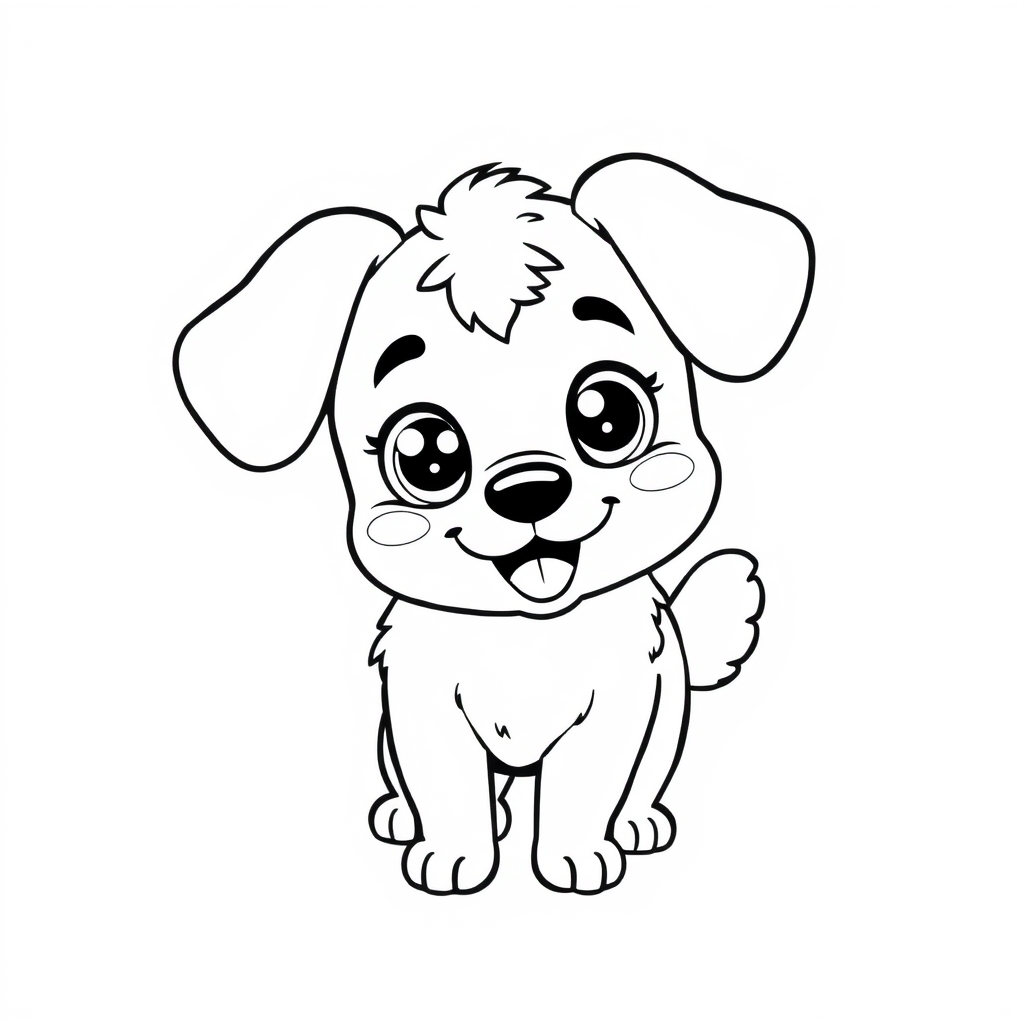 Coloriage Petit chien souriant en maternelle - Chien mignon à imprimer