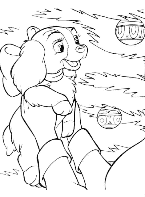 Coloriage Chien Noël - Noël à imprimer