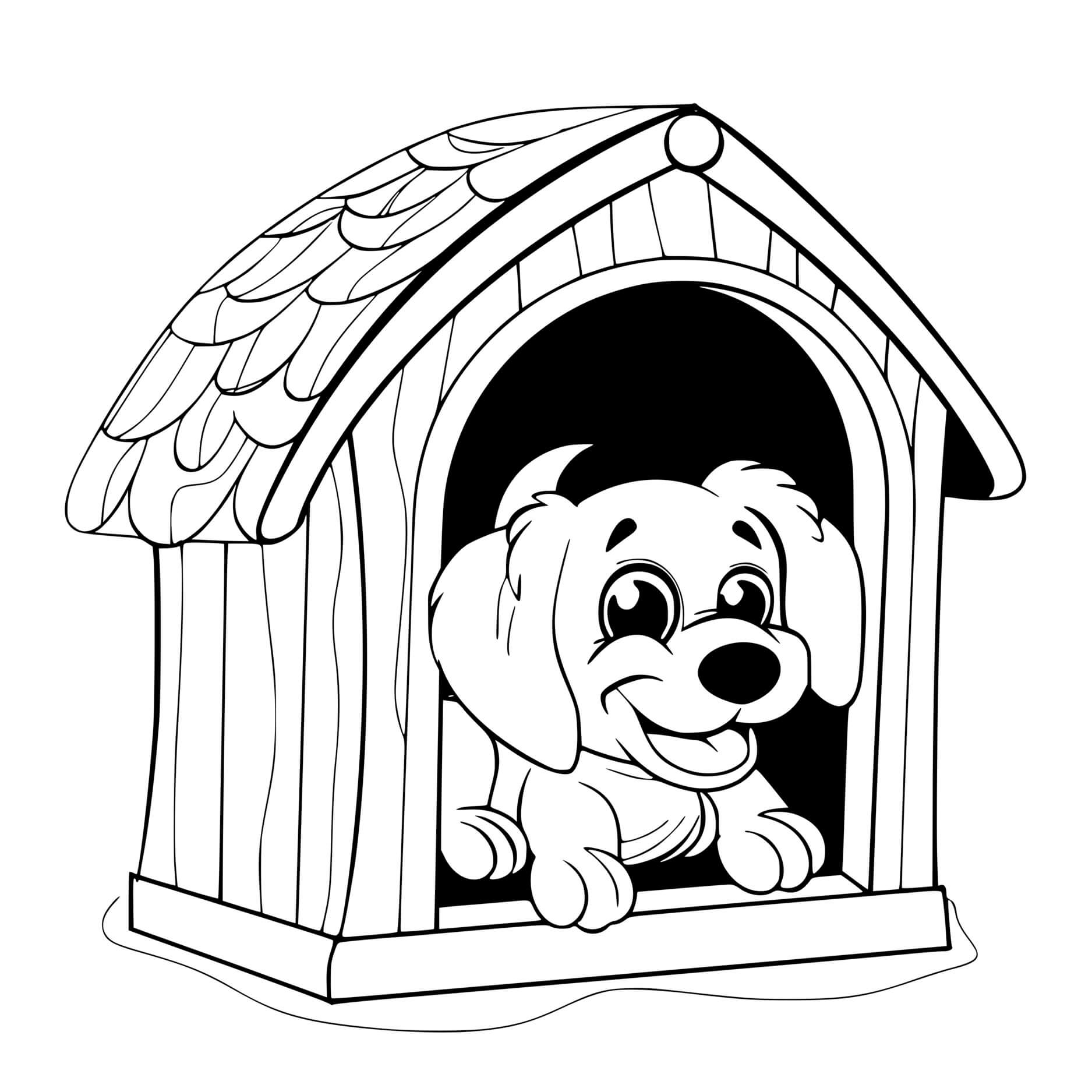 Coloriage Chien Saucisse Dans Sa Maison - Chien à imprimer