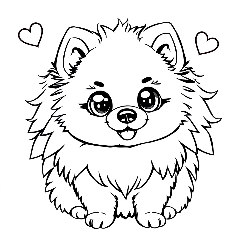Coloriage Petit spitz blanc joueur - Chien mignon à imprimer