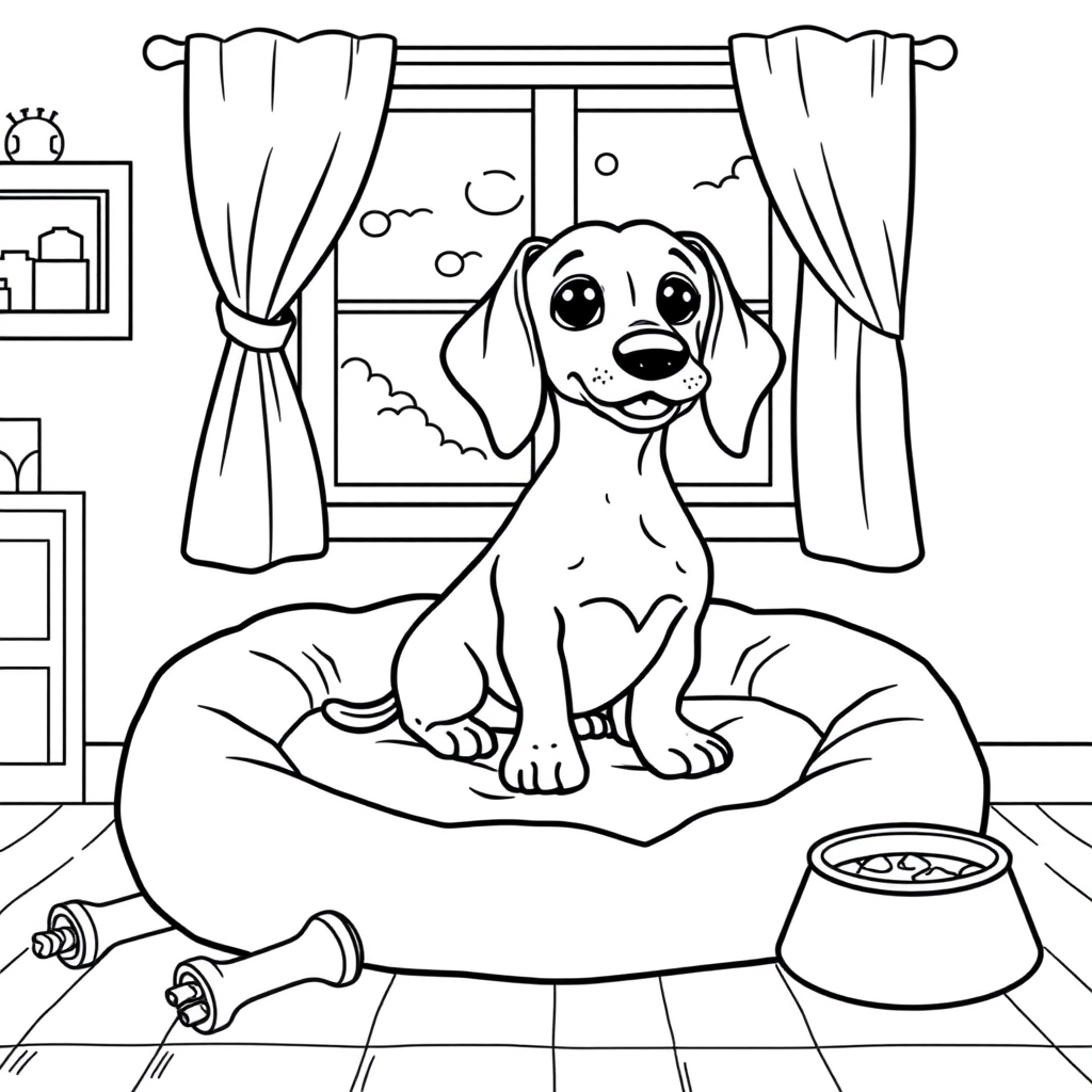 Coloriage Teckel de compagnie attachant et tendre - Chien mignon à imprimer