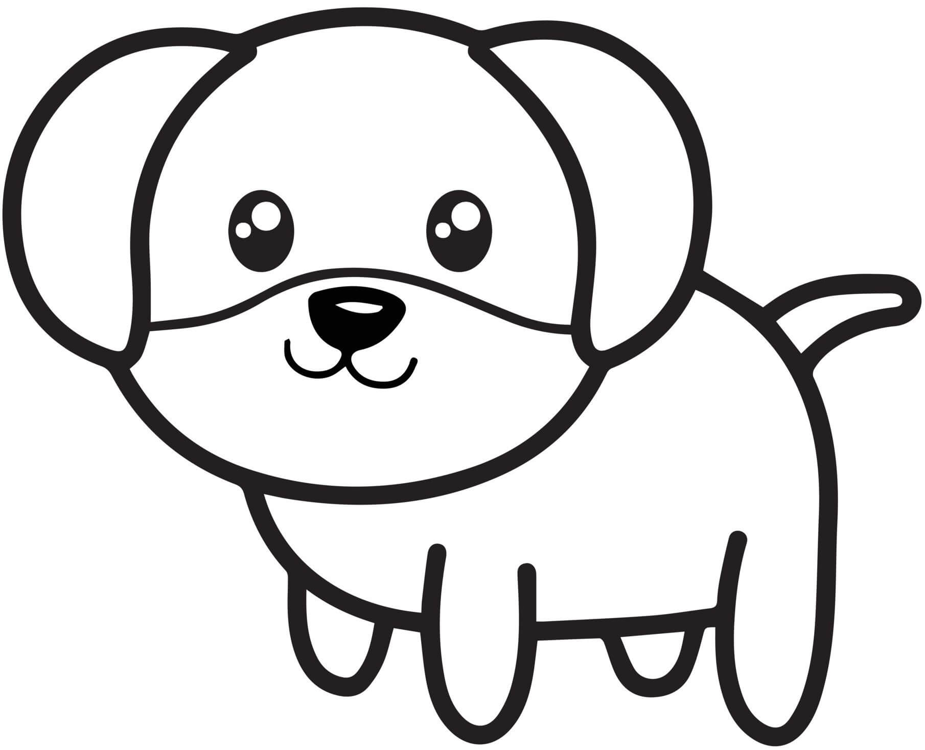 Coloriage Chien mignon kawaii trop adorable - Chien mignon à imprimer