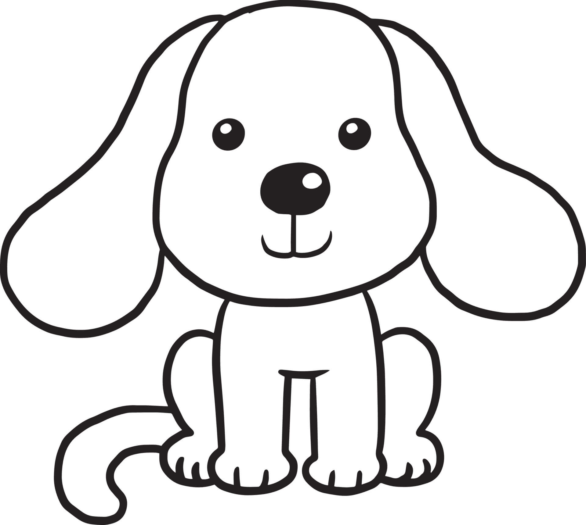 Coloriage Chien Trop Mignon Facile - Chien mignon à imprimer