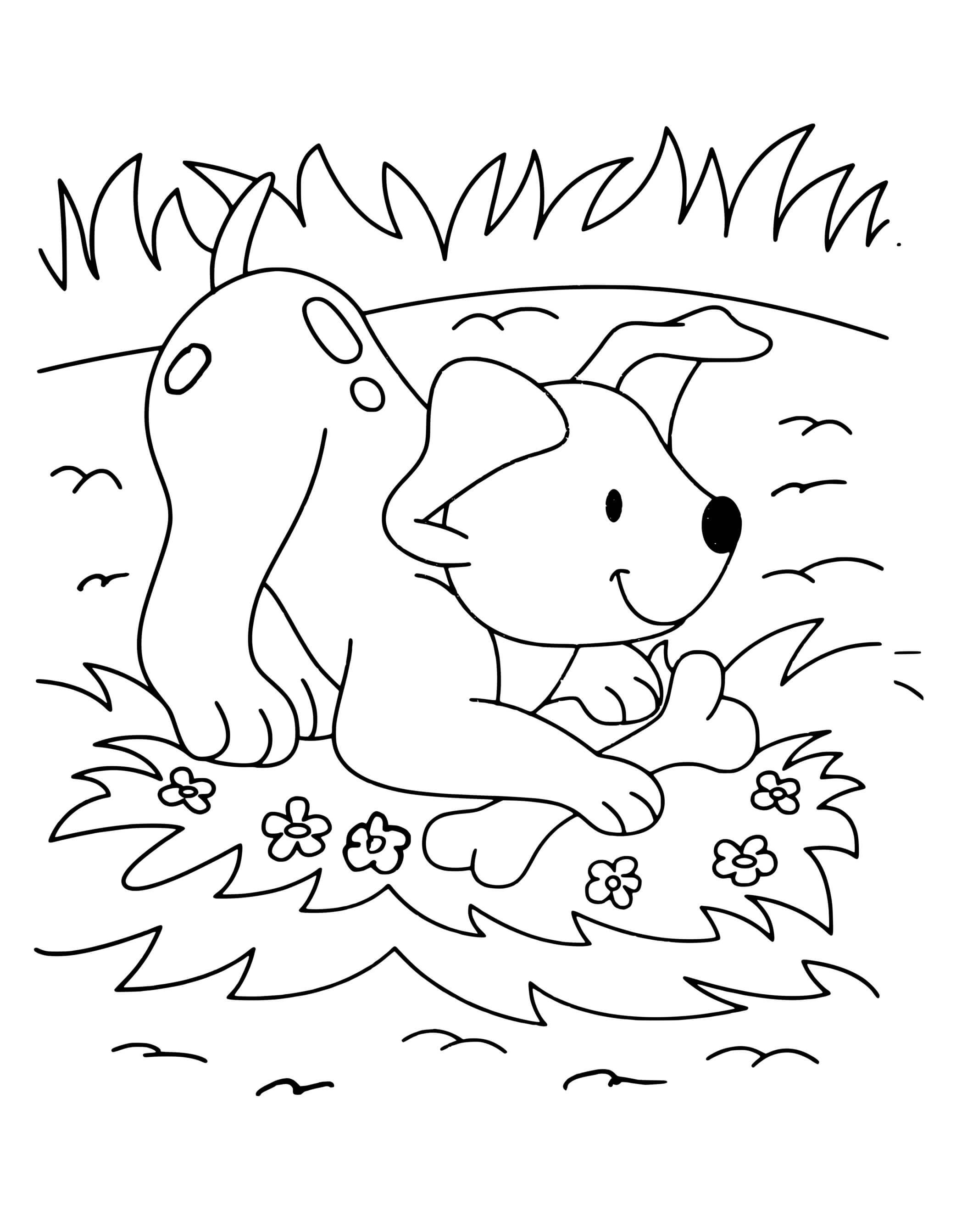 Coloriage Chien Veut Jouer Avec Son Os Et Au Parc - Chien à imprimer