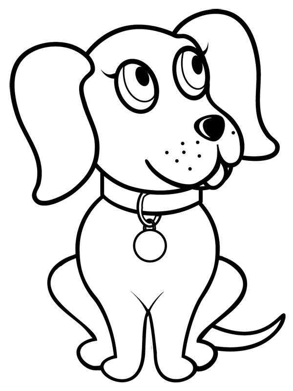 Coloriage Chienne Adorable - Chien mignon à imprimer