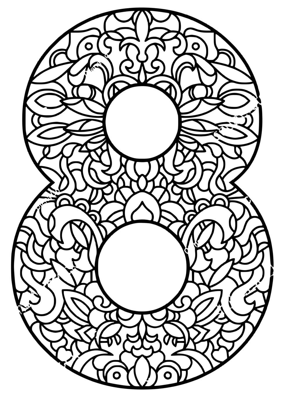 Coloriage Chiffre 8 Mars Mandala - Journée de la femme 8 mars à imprimer