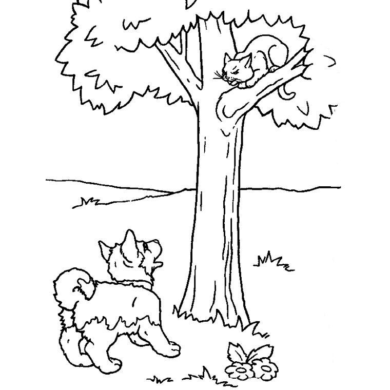 Coloriage Chiot Et Chaton - Chat à imprimer