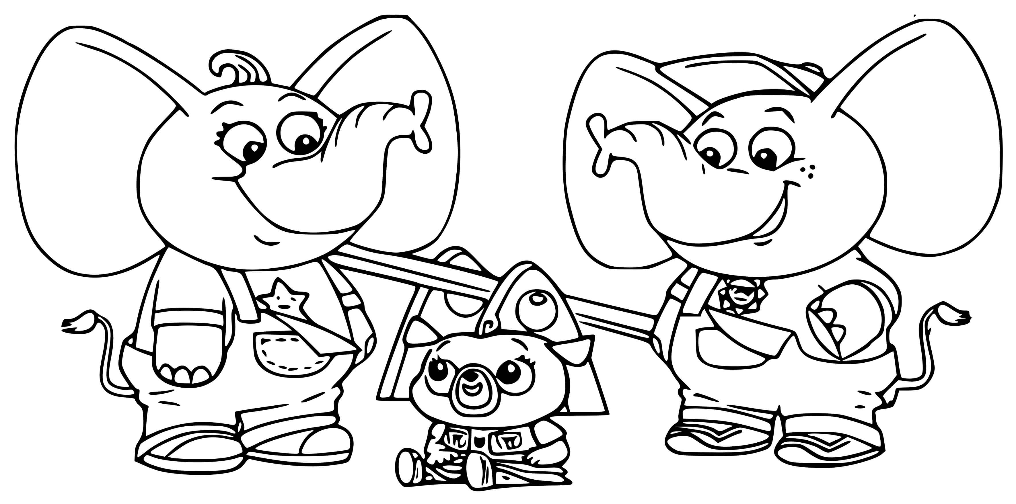 Coloriage Chip Et Patate Stomp Et Stamp Fant Les Éléphants Jumeaux - Chip et patate à imprimer