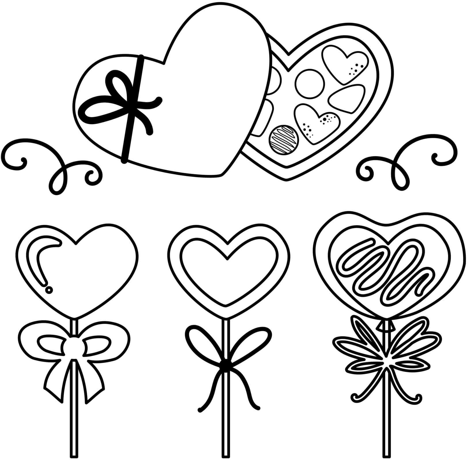 Coloriage Chocolats Bonbon - Saint-Valentin à imprimer