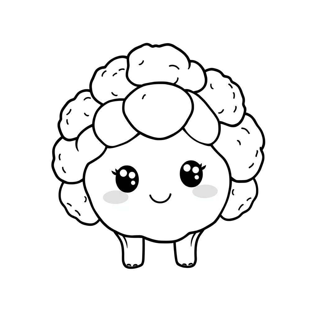 Coloriage Chou Fleur Maternelle Légumes Kawaii - Legumes à imprimer