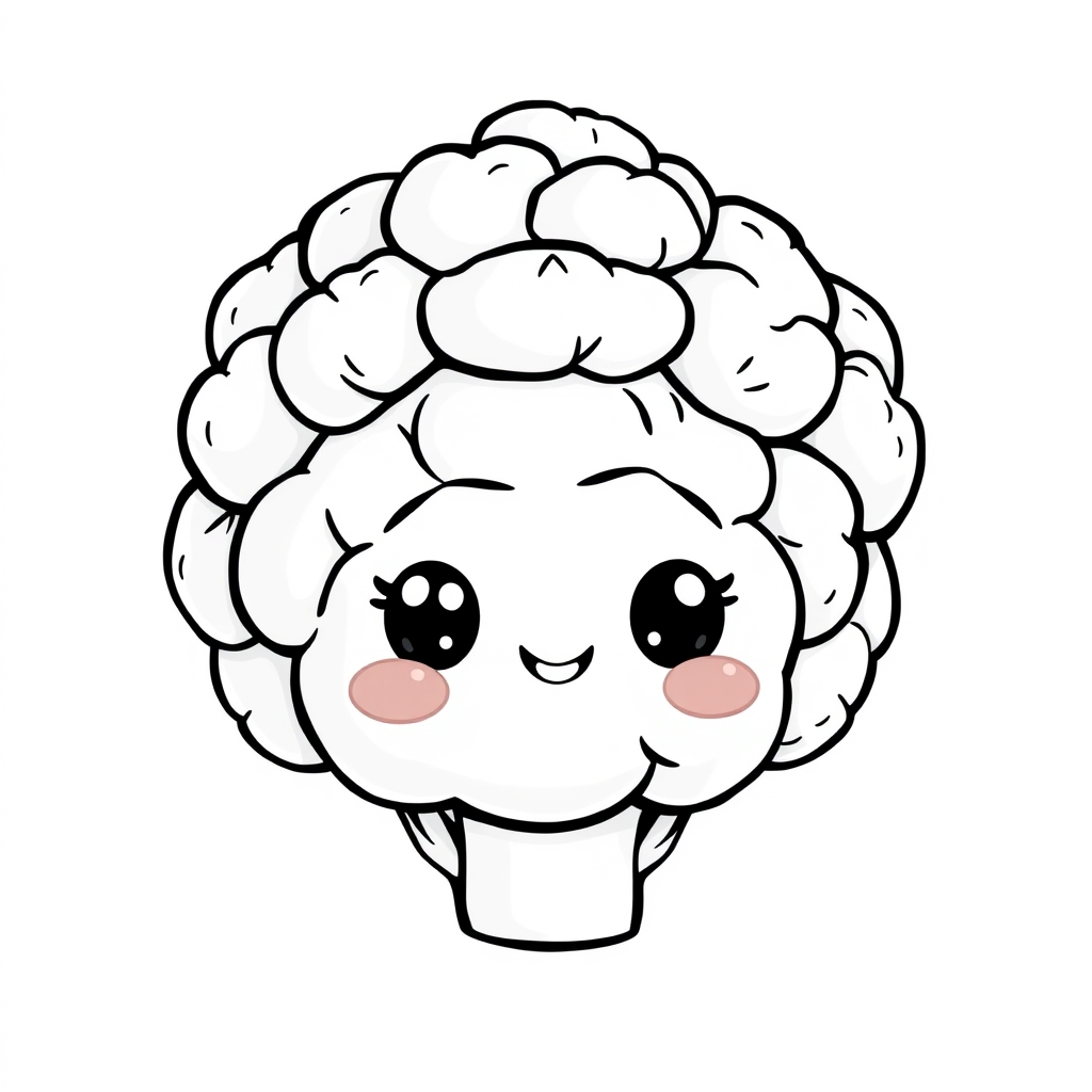 Coloriage Chou-fleur mignon à colorier - Legumes à imprimer