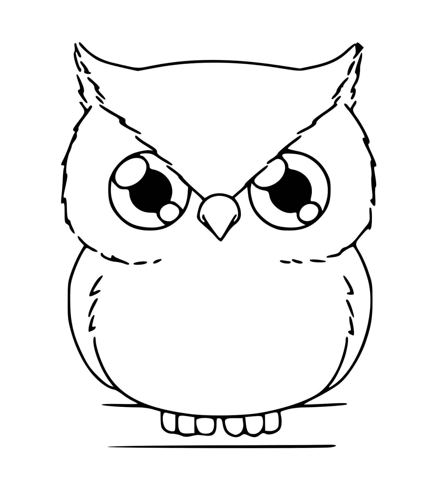 Coloriage Chouette Kawaii - Chouette à imprimer