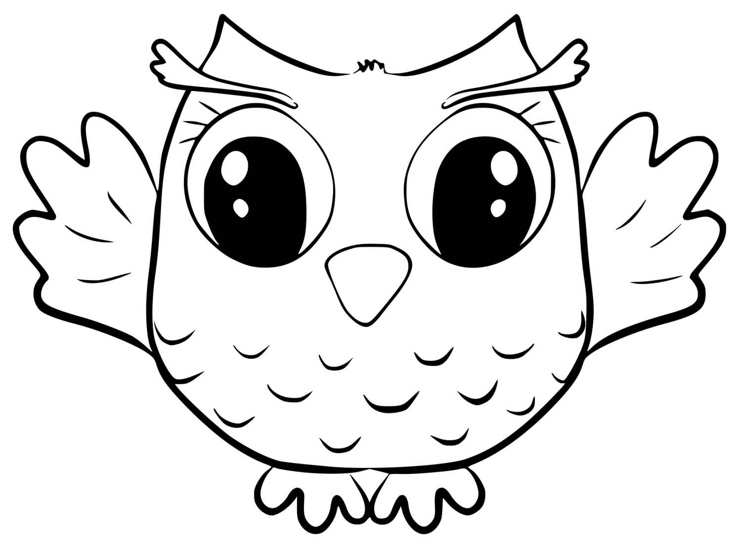 Coloriage Chouette Petit Hibou Mignon - Chouette à imprimer