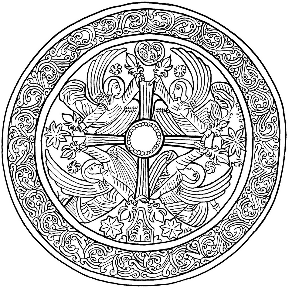 Coloriage Mandala anges de Noël - Mandala de Noël à imprimer