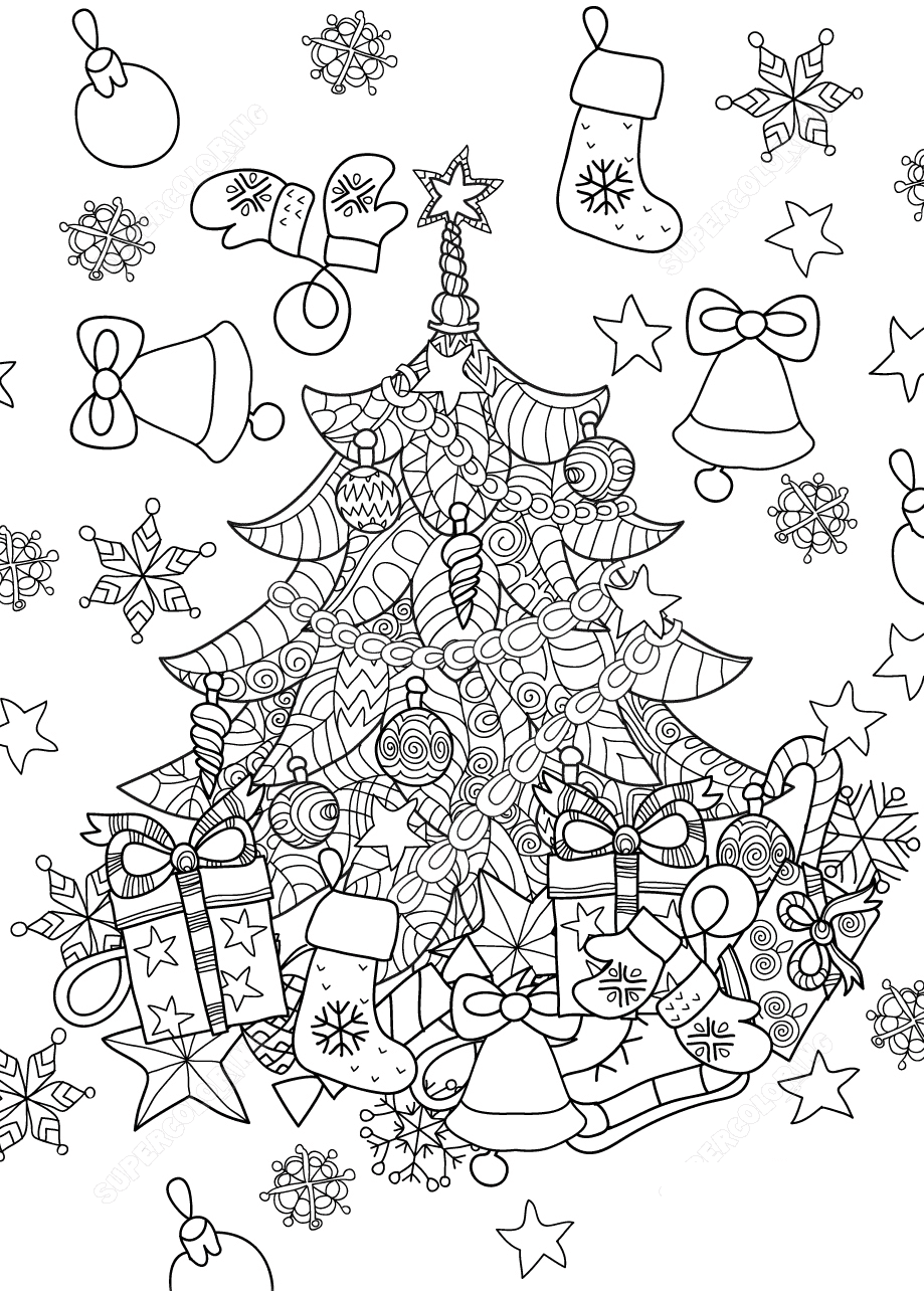 Coloriage Sapin de Noël Zentangle Adulte - Noël adulte à imprimer
