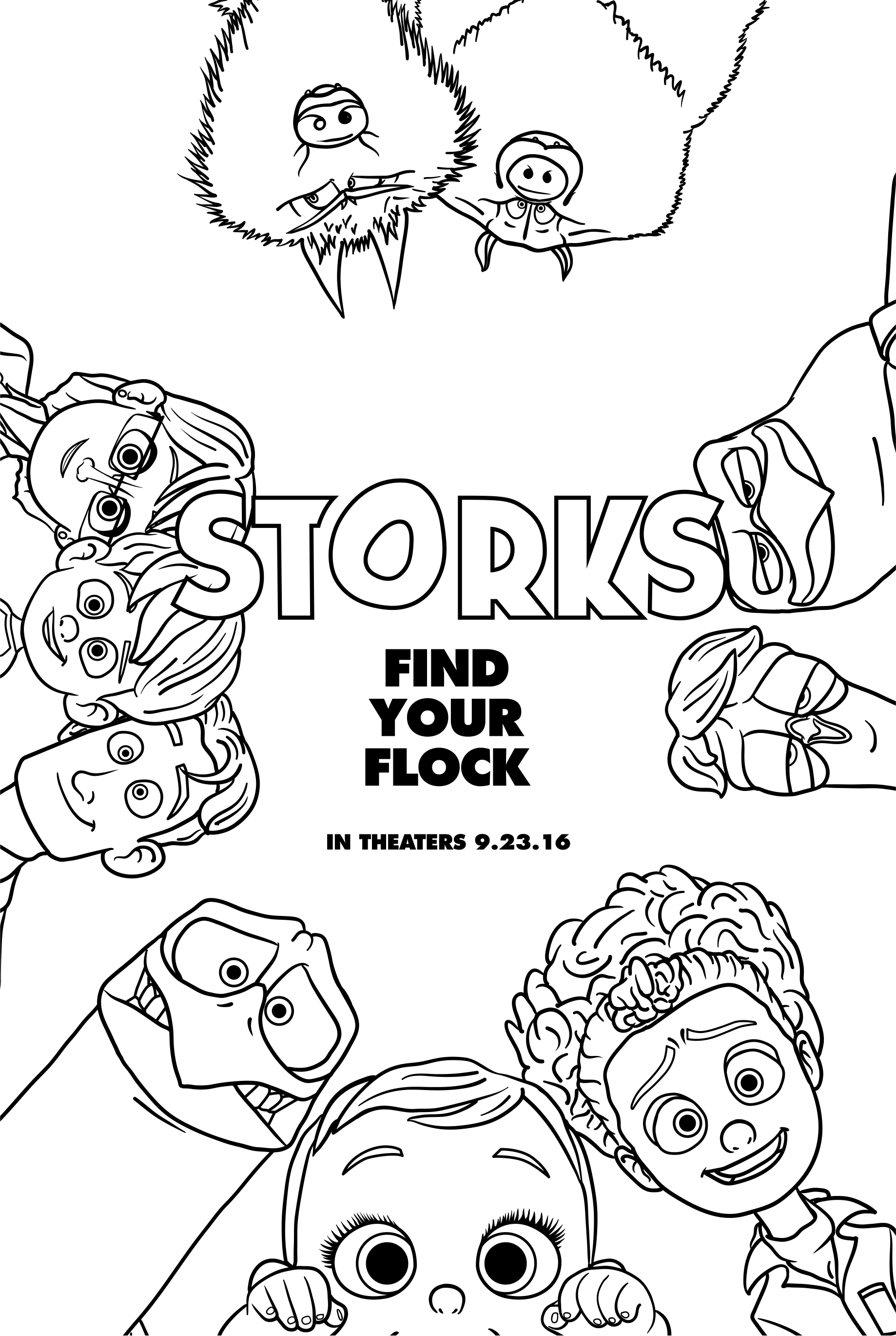 Coloriage Cigognes Et Compagnie Find Your Flock - Cigognes et compagnie à imprimer
