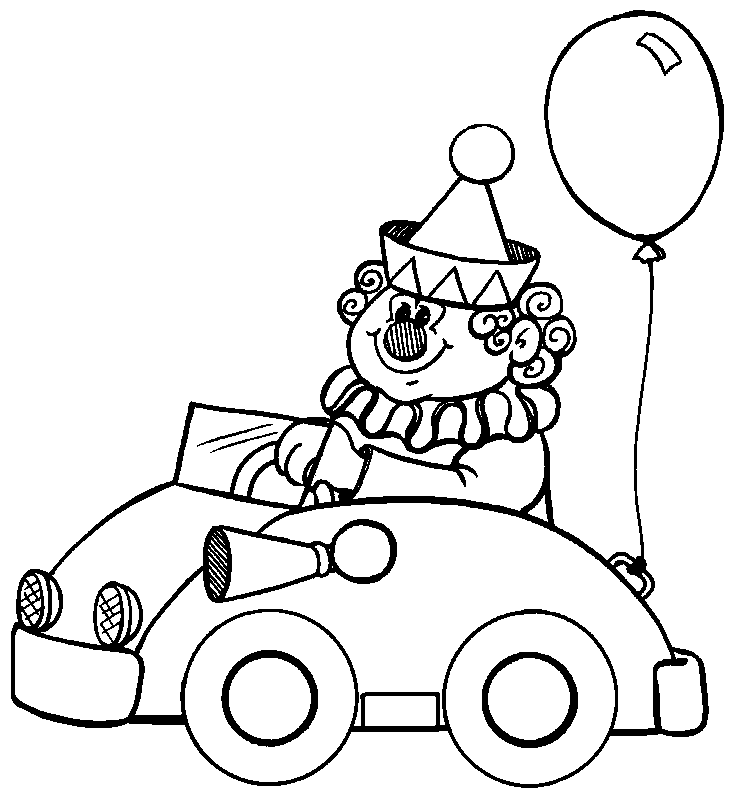 Coloriage Cirque Clown En Voiture - Cirque à imprimer