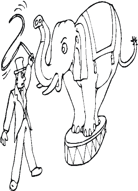 Coloriage Cirque Dresseur Avec Un Éléphant - Cirque à imprimer