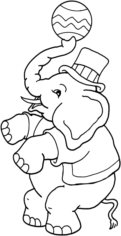 Coloriage Cirque Éléphant Jongle - Cirque à imprimer