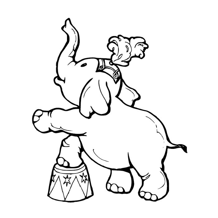 Coloriage Cirque Éléphant - Animaux à imprimer