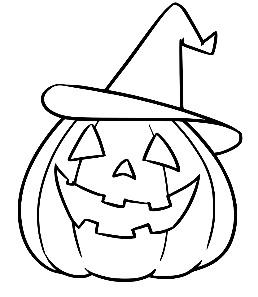 Coloriage Citrouille Avec Chapeau - Halloween à imprimer