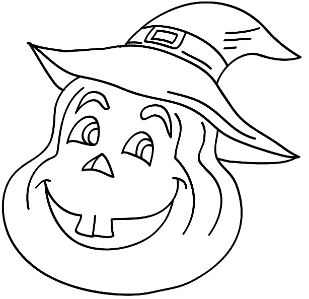 Coloriage Citrouille Avec Un Chapeau De Sorcière - Halloween citrouille à imprimer