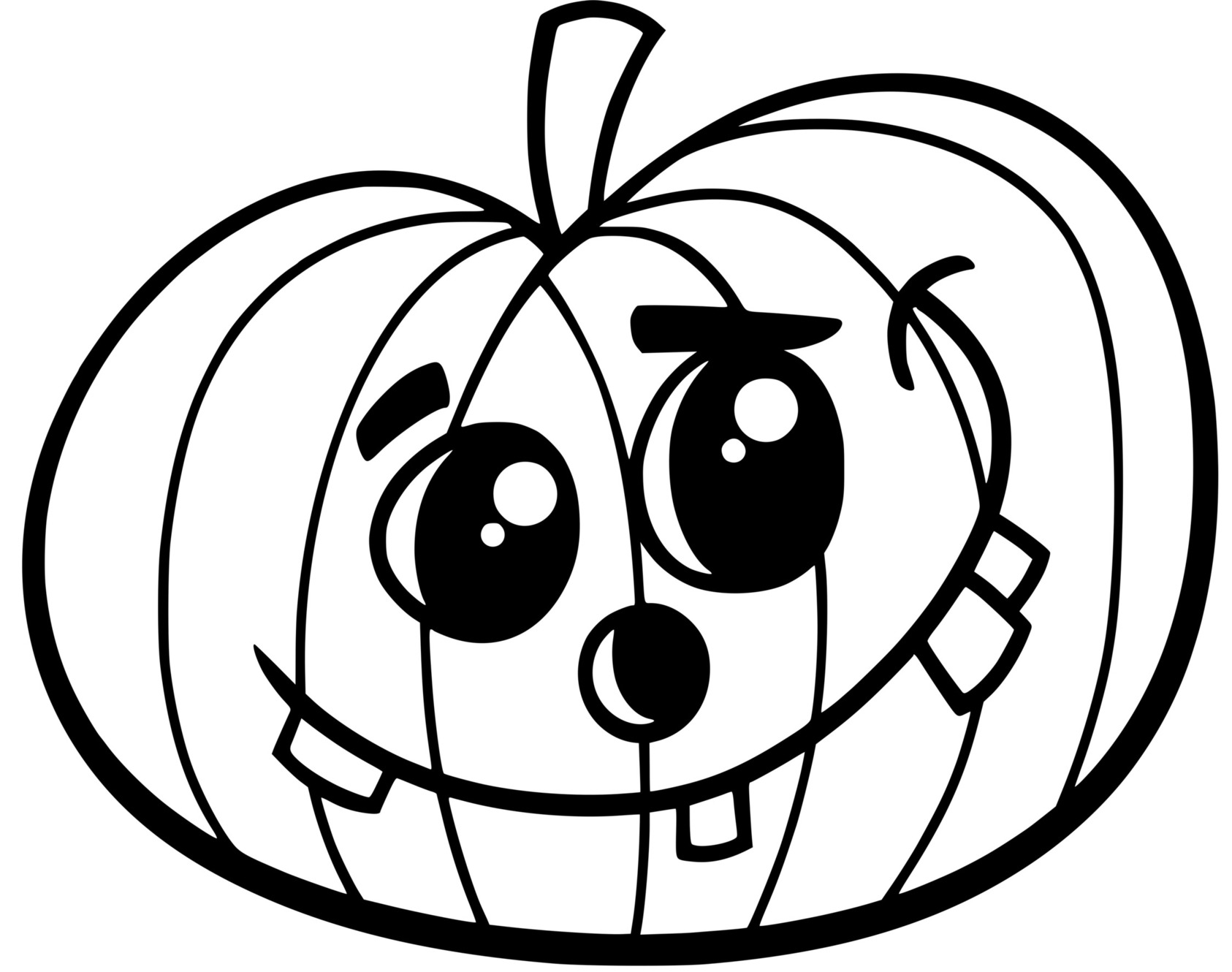 Coloriage Citrouille Avec Un Sourire Mignon - Halloween citrouille à imprimer
