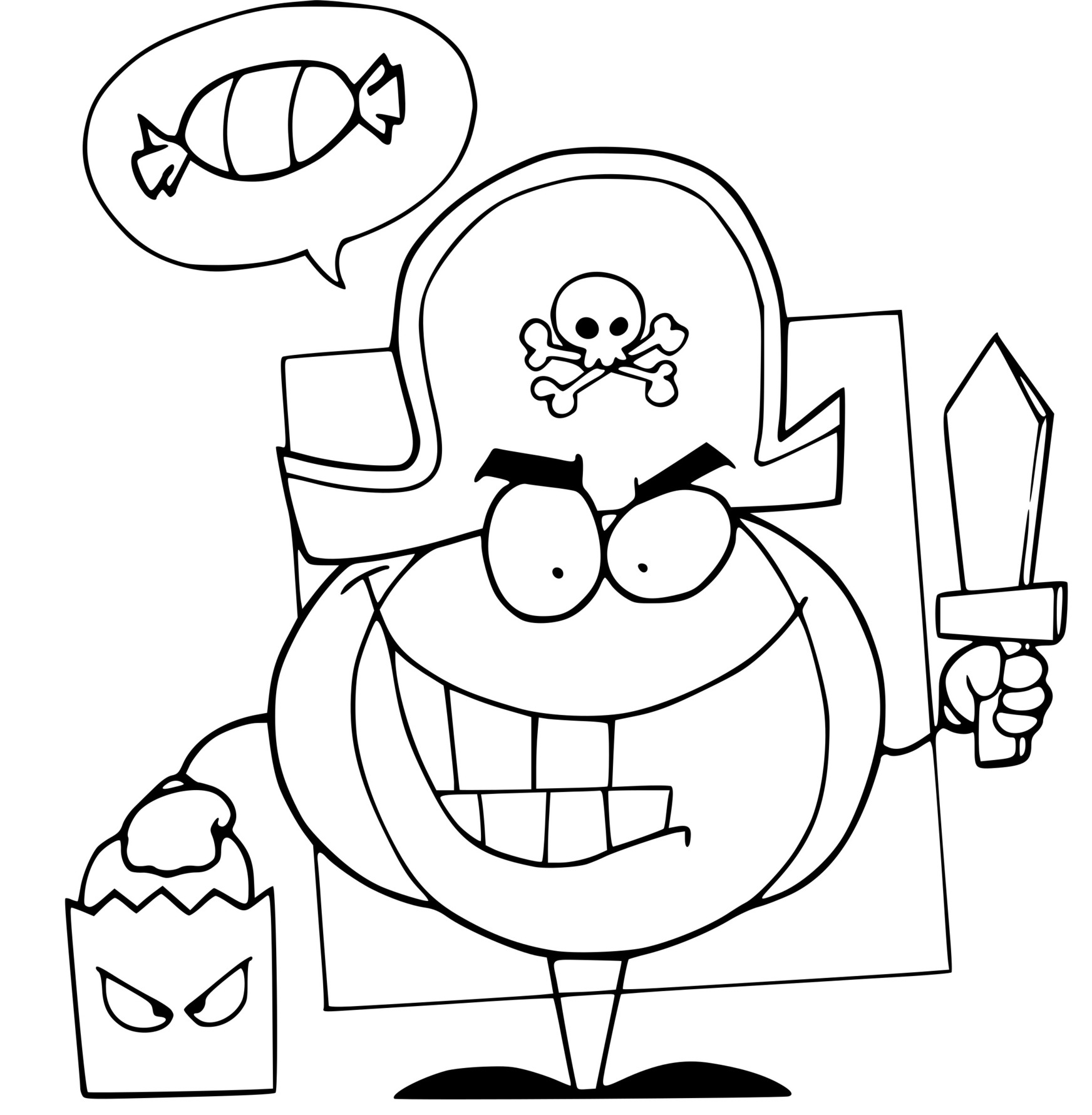 Coloriage Citrouille Déguisé En Pirate Pour Halloween - Halloween citrouille à imprimer