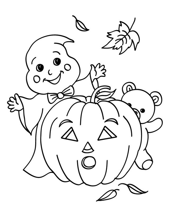 Coloriage Citrouille Fantôme Nounours Halloween - Halloween fantome à imprimer