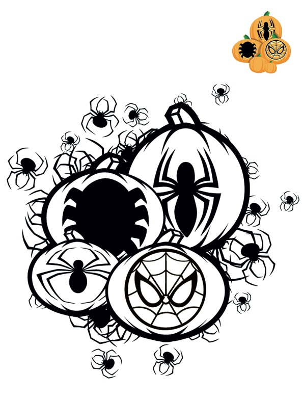 Coloriage Citrouille Halloween Spiderman - Halloween à imprimer