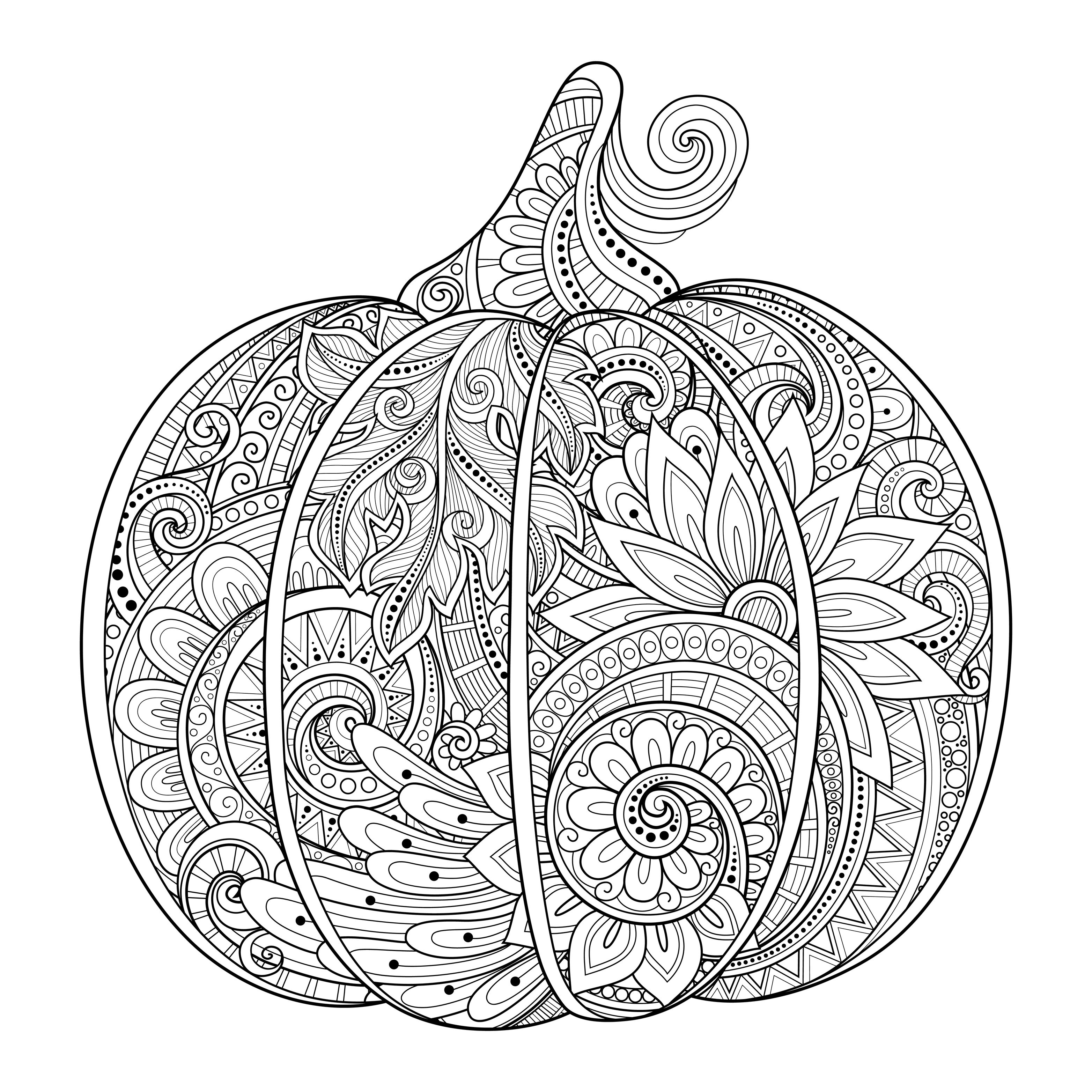 Coloriage Citrouille Halloween Zentangle Adulte - Halloween citrouille à imprimer