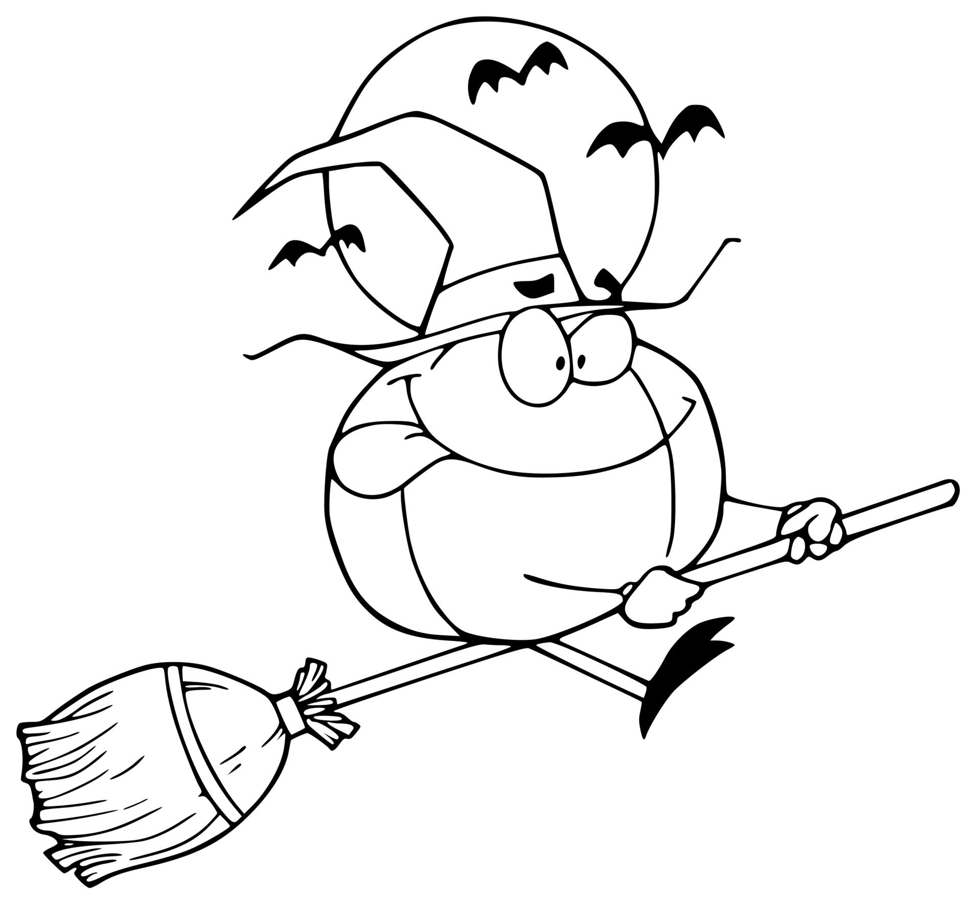 Coloriage Citrouille Vol Près De La Lune Comme Une Sorcière - Halloween citrouille à imprimer