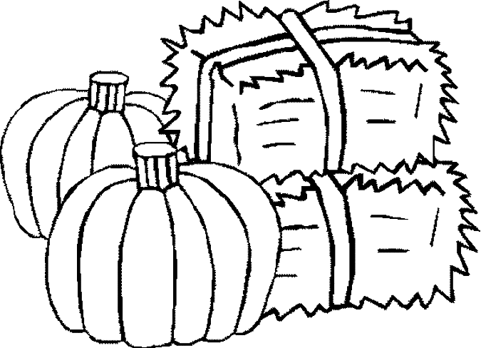 Coloriage Citrouilles Normales Avec Bottes De Foin - Halloween à imprimer