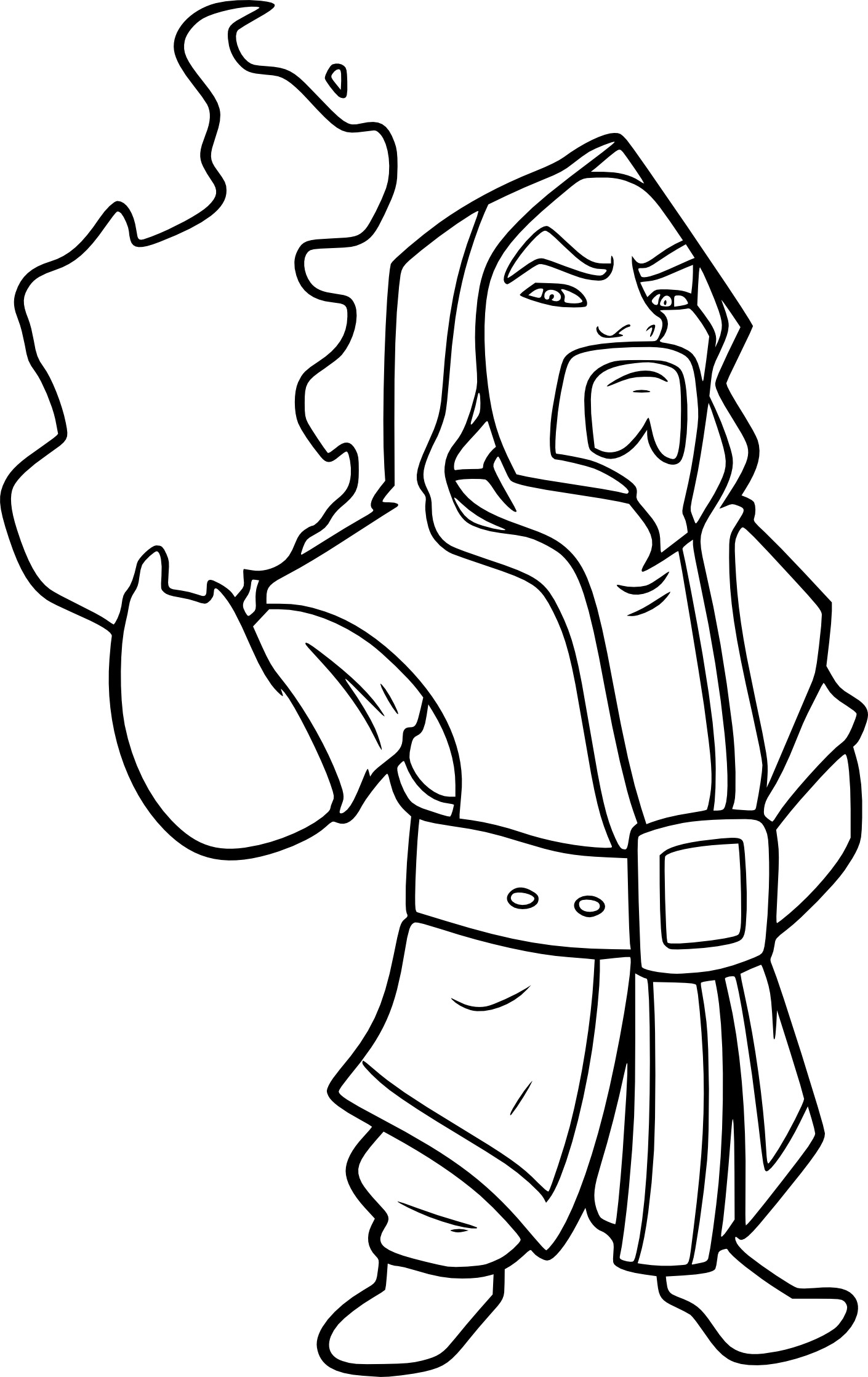 Coloriage Clash Royal Sorcier Avec Du Feu - Clash royale à imprimer