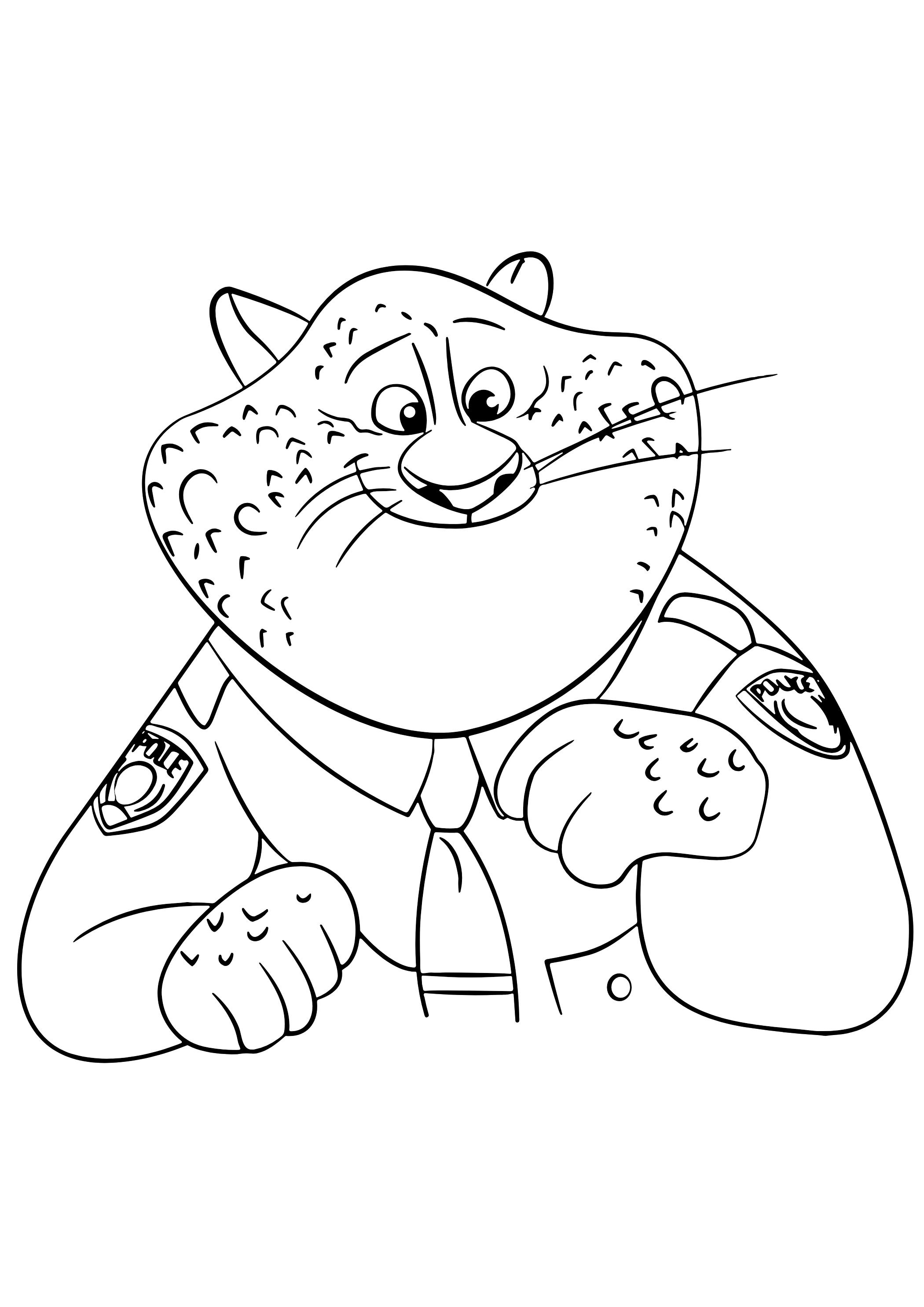 Coloriage Clawhauser Souriant En Uniforme De Police - Zootopie à imprimer