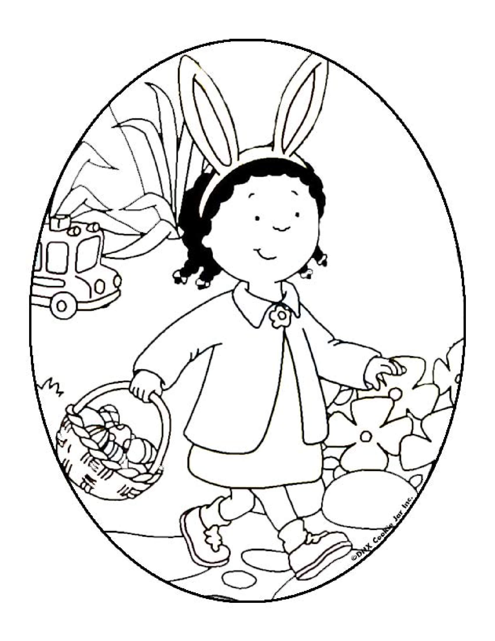 Coloriage Clmentine Pâques Ramasse Des Œufs - Caillou à imprimer
