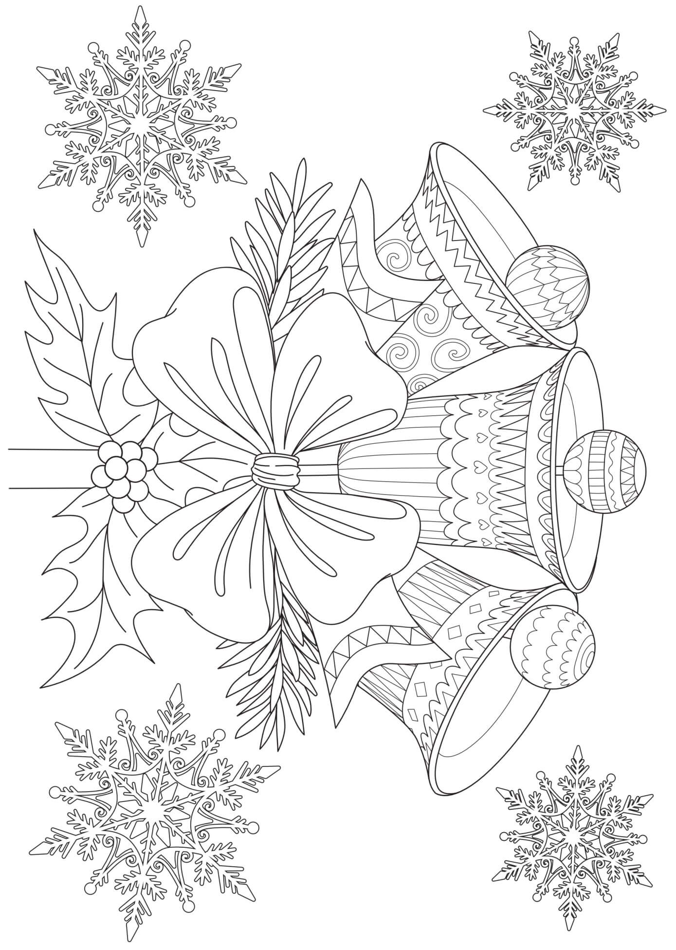 Coloriage Cloches De Noël Mandala Adulte Zentangle - Noël adulte à imprimer