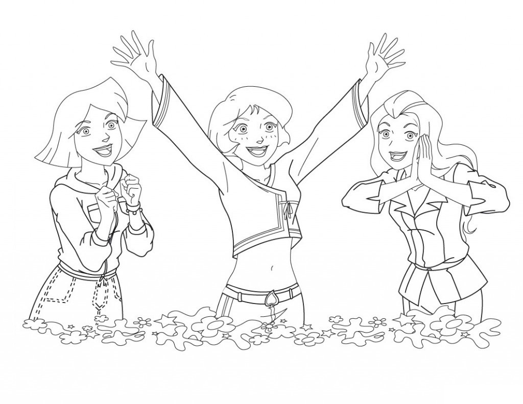 Coloriage Clover Alex Et Sam Super Heureuses - Totally spies à imprimer