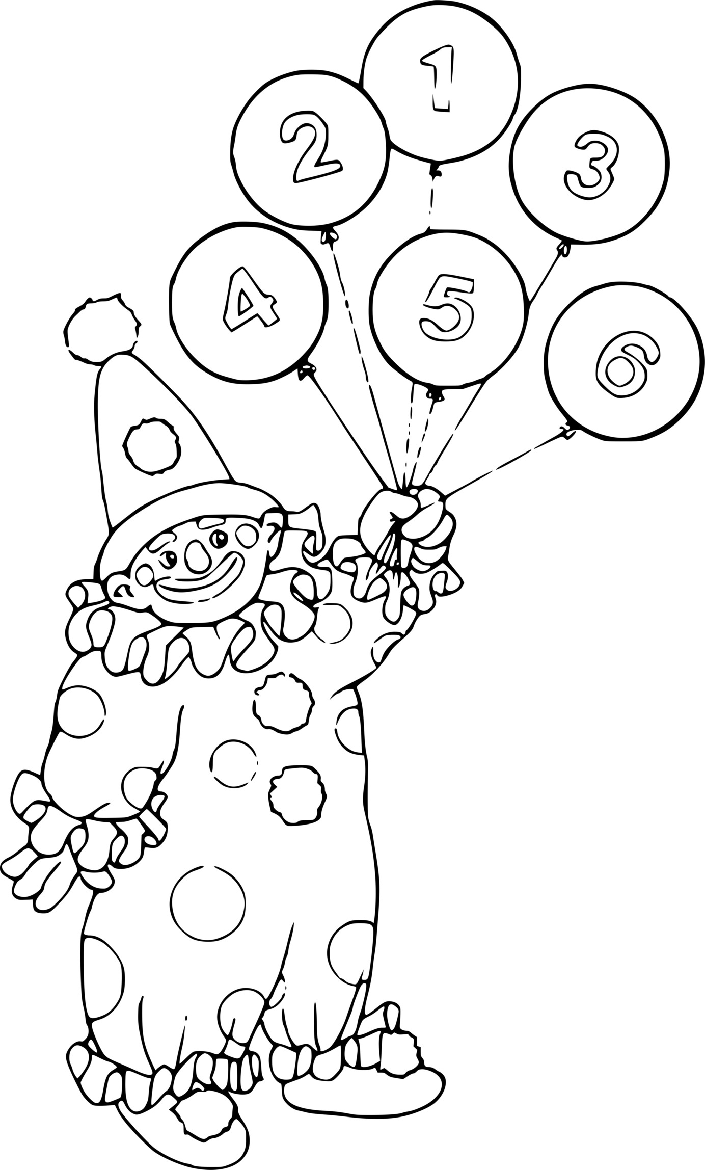 Coloriage Clown Avec Ballons Numerotes Chiffres - Clown à imprimer