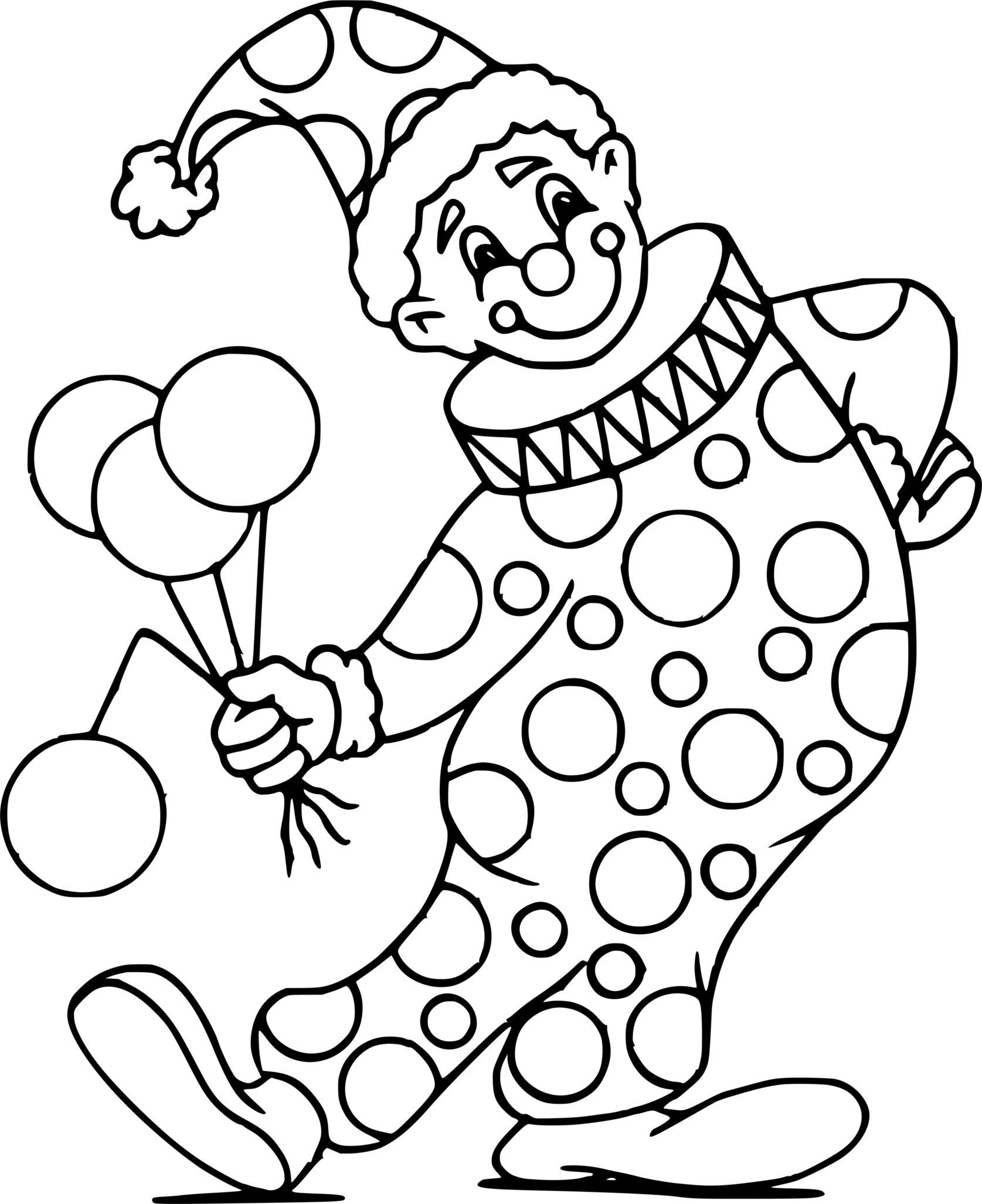 Coloriage Clown Avec Son Déguisement Et Des Ballons De Célébration - Clown à imprimer