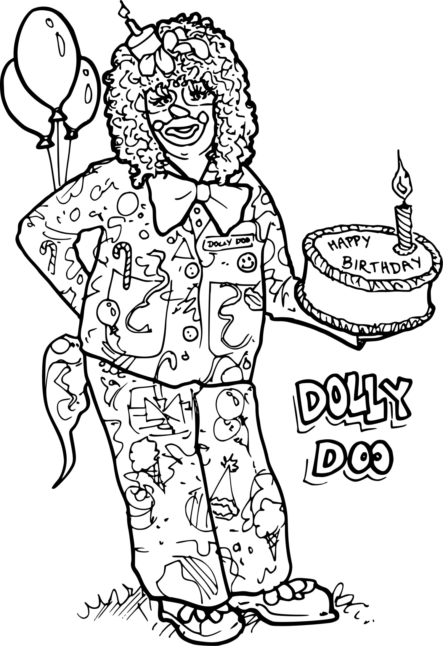 Coloriage Clown Avec Un Gâteau D'Anniversaire - Clown à imprimer