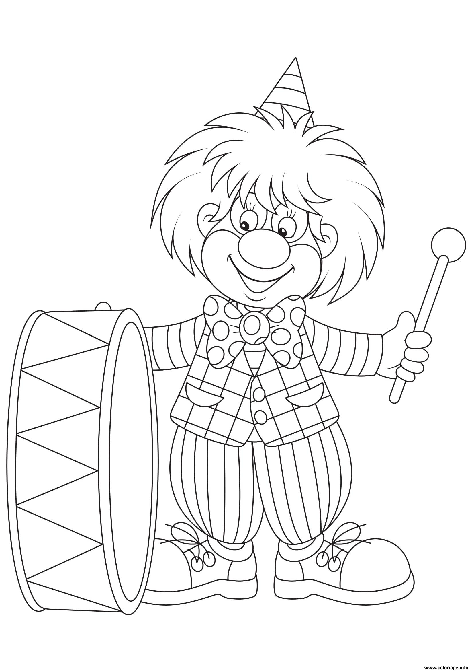 Coloriage Clown Pour Enfants Et Son Instrument De Musique - Clown à imprimer