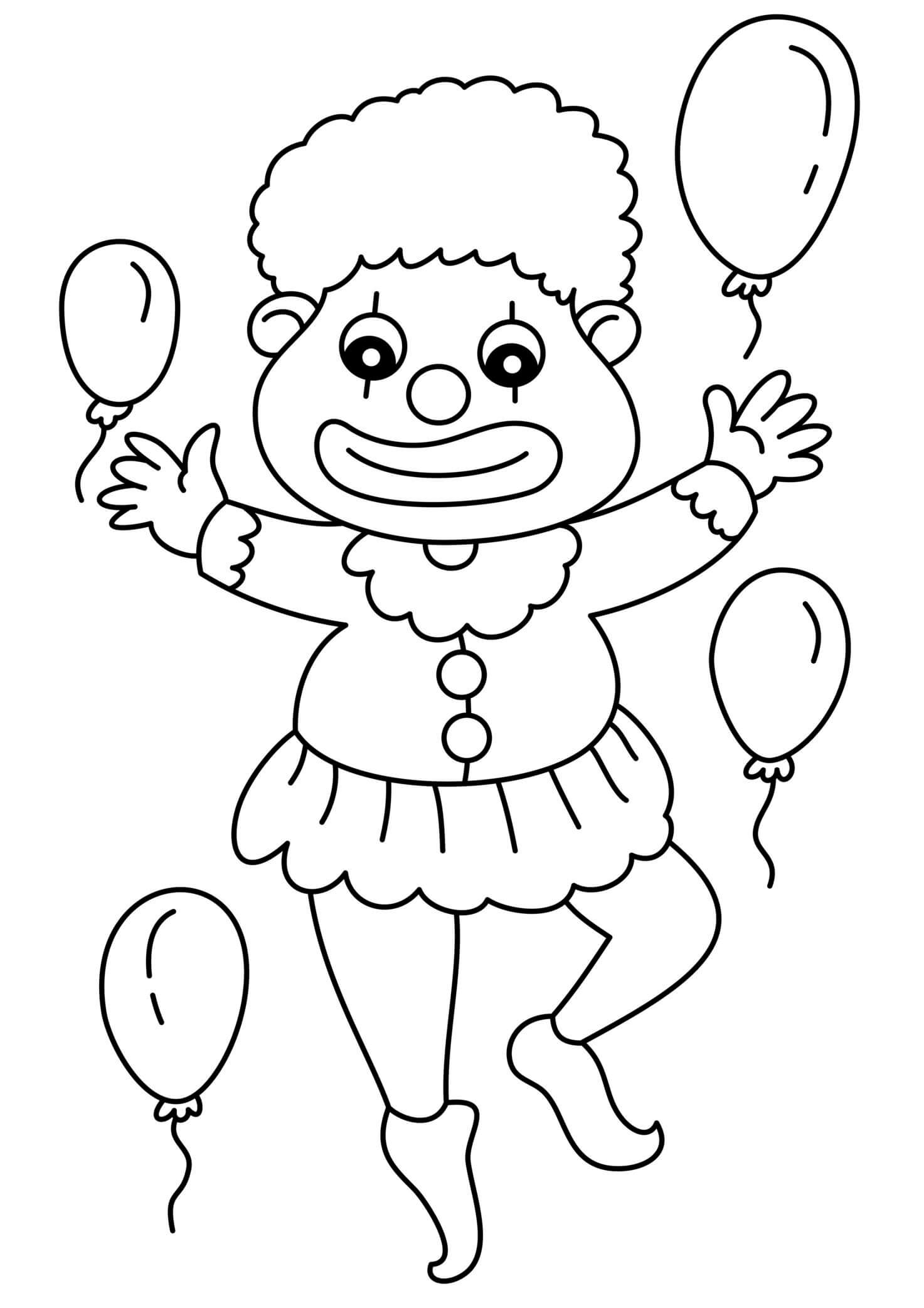 Coloriage Clown Qui Danse Facile - Clown à imprimer
