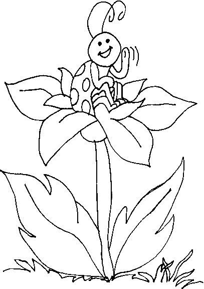 Coloriage Coccinelle Assise Sur Une Fleur - Coccinelle à imprimer