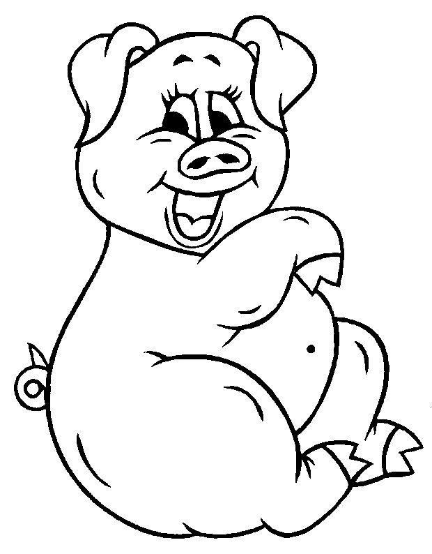 Coloriage Cochon Assis - Animaux à imprimer