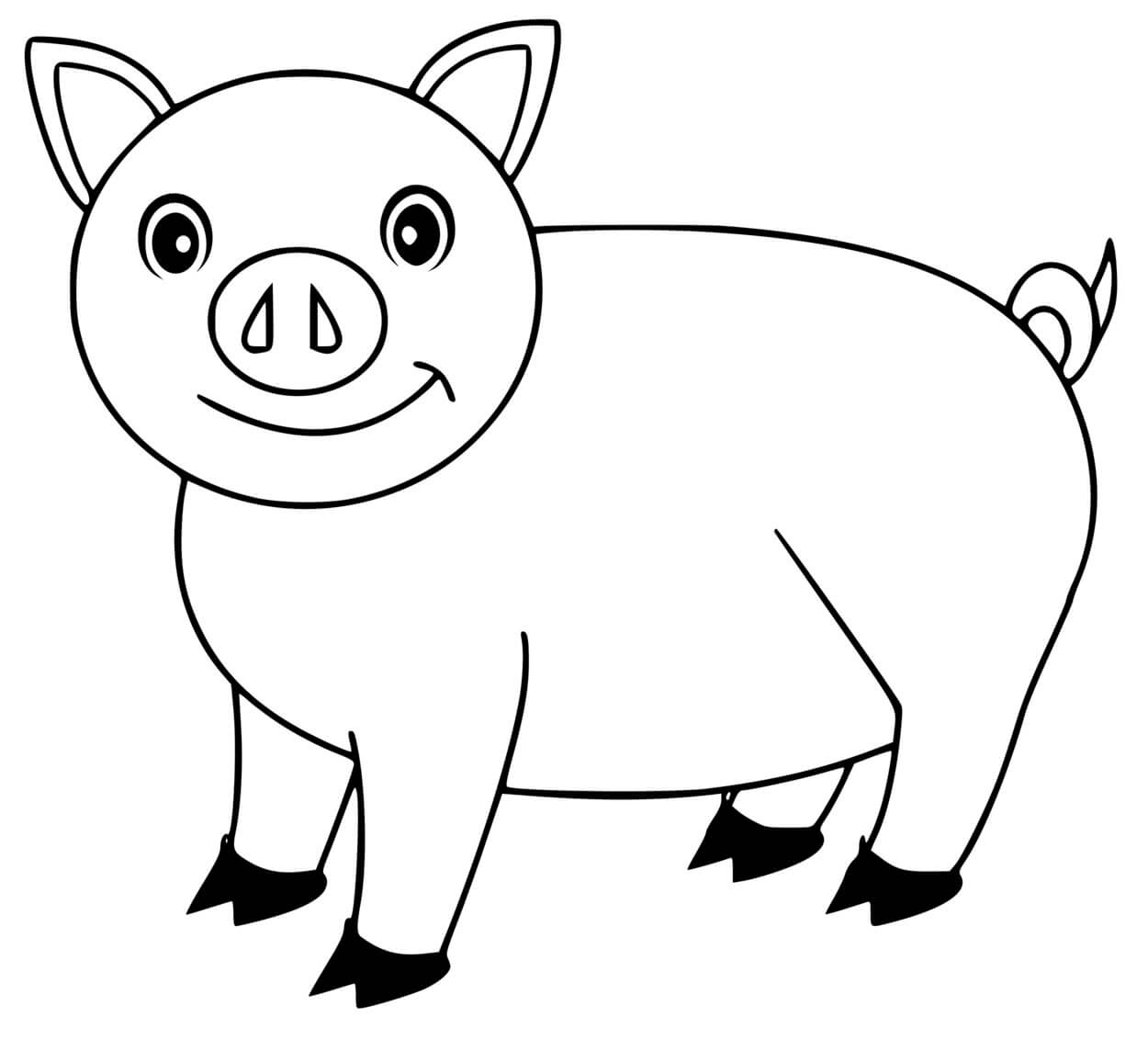 Coloriage Cochon Avec Un Sourire - Cochon à imprimer