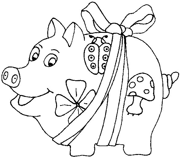 Coloriage Cochon En Cadeau - Animaux à imprimer