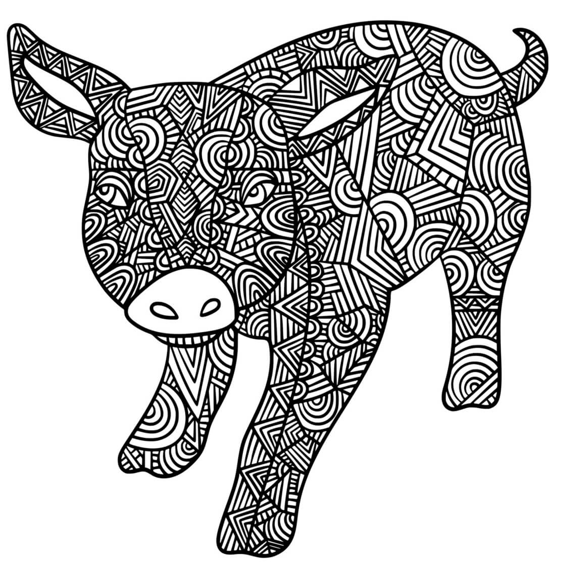 Coloriage Cochon Mandala Adulte - Cochon à imprimer